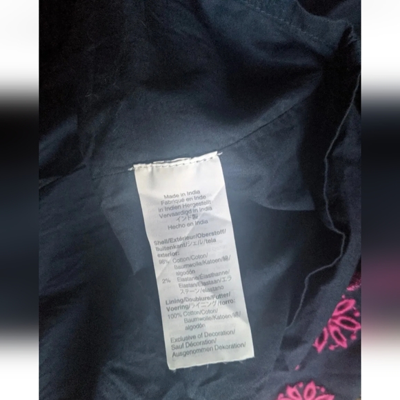 J. Crew Size 2 Solid Navy Blue Maxi Tiered Dress Womens w/ Pink Acc 98% Cotton. - Picture 12 of 12